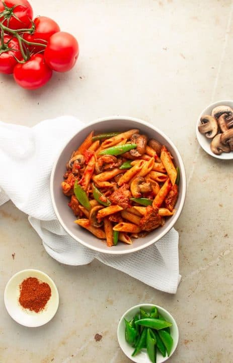 Pasta cooked with berbere spices