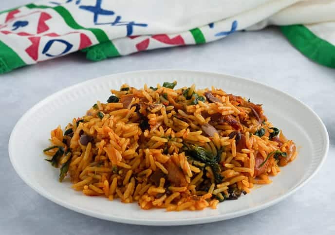 Nigerian native jollof rice. Palm oil Jollof