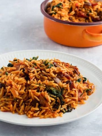 Nigerian Native Jollof Rice. Palm oil jollof