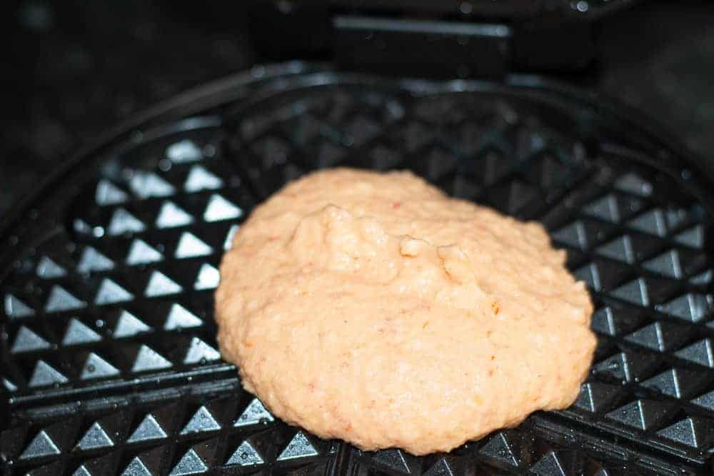 Akara batter in a waffle maker