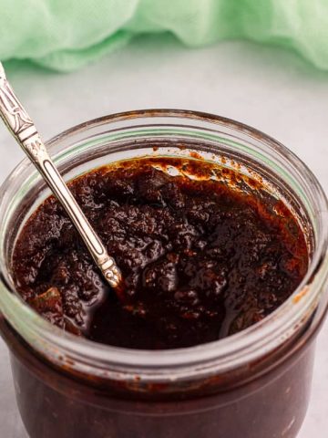 Ghana shito in a glass jar