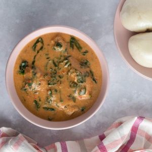 West African Peanut Soup with Chicken and Spinach