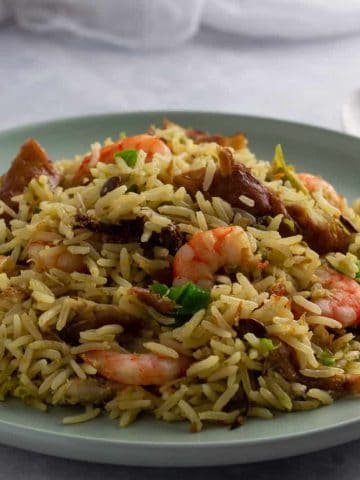 Ayamase one pot rice in a flat plate
