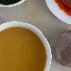 Gbegiri Soup. Nigerian bean soup with amala and ewedu