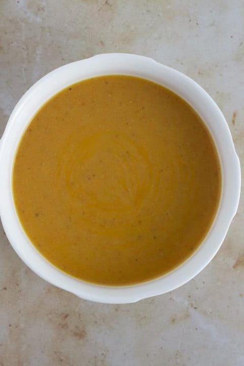Gbegiri soup. Nigerian bean soup in a white bowl