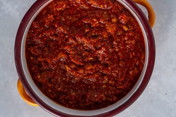 Nigerian corned beef stew in a bowl
