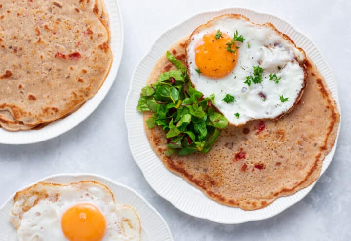 Nigerian pancake with fried egg toppings