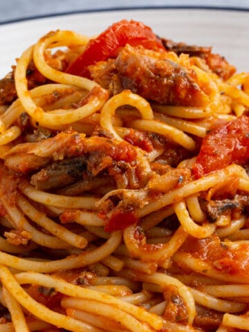 Nigerian spaghetti jollof with sardines
