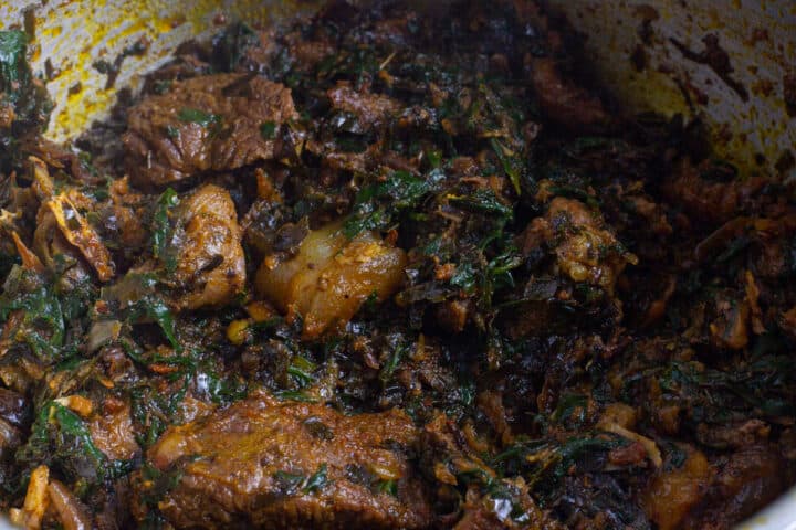 Afang soup in a pot