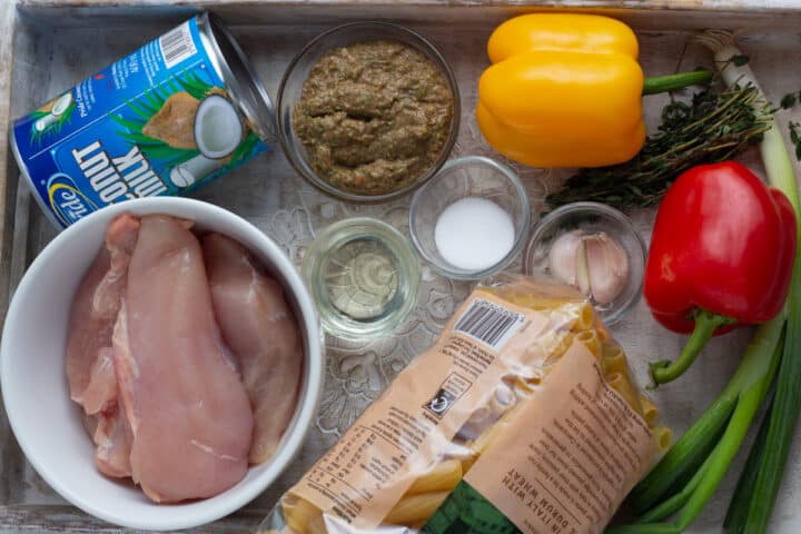 Ingredients for jerk chicken pasta