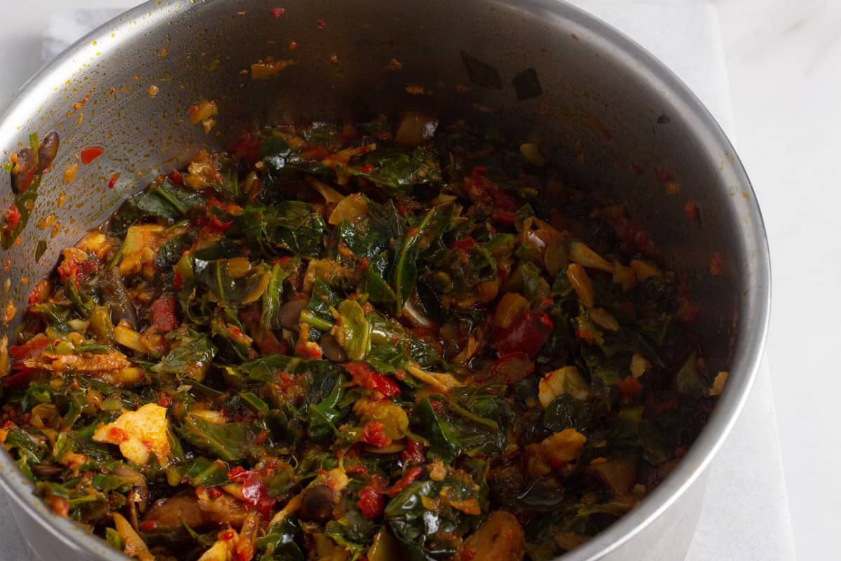 Seafood Efo Riro Recipe – Stewed Leafy Greens, Yoruba Style · eat well abi