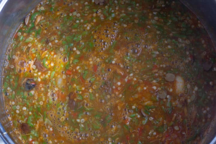 Nigerian okra soup (Ila alasepo) - cooking in a pot